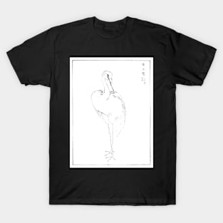 Eastern Great White Egret Digitally Enhanced Black And White T-Shirt